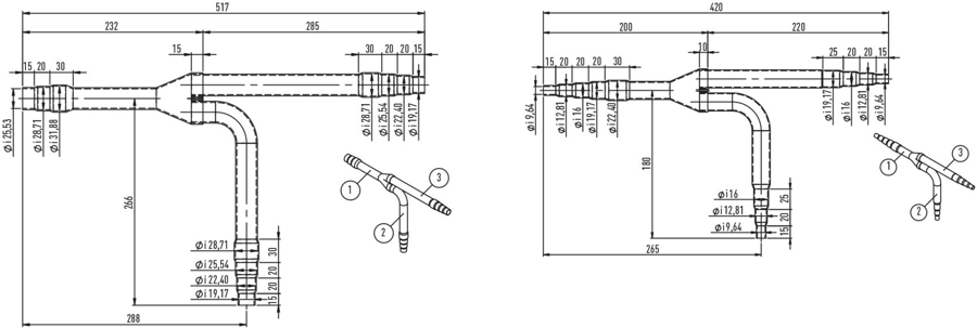 Afbeeldingen van CZ-P680PH2BM: Y-stuk buiten 2-pijps Eco-I tot 68.0 kW